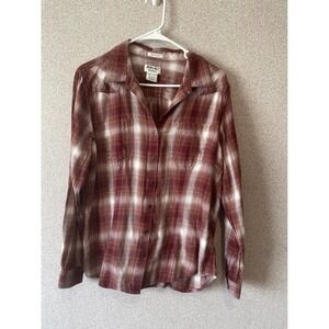 Ariat Real Relaxed Fit Plaid Western Shirt, Burgundy,‎ XL, Long Sleeve,